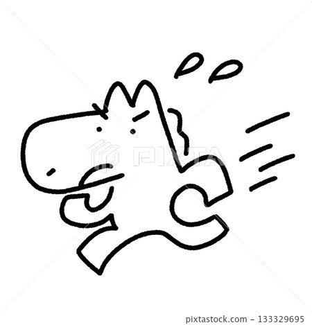 馬的形象快速奔跑，努力拼搏，逃離，單色 133329695