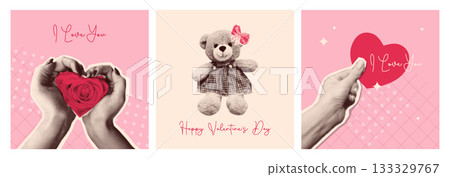 Halftone Valentine day collage 133329767