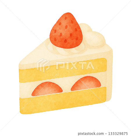 草莓酥餅（甜點）水彩插畫 133329875