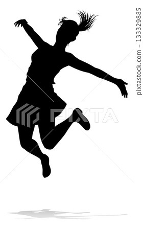 Happy Woman Jumping For Joy Silhouette Person 133329885