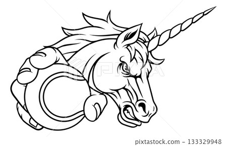 Unicorn Horse Stallion Basketball Sports Mascot 133329948