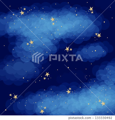 Image of stars and clouds over blue background 133330492