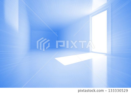 Bright blue room with window Bright blue room with window 133330529