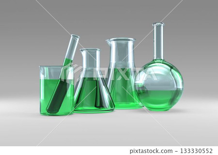 Laboratory flask with chemical solutions Laboratory flask with chemical solutions 133330552