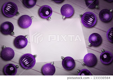 Christmas baubles on table Christmas baubles on table 133330564