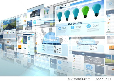 Screen collage showing business advertisement 133330645