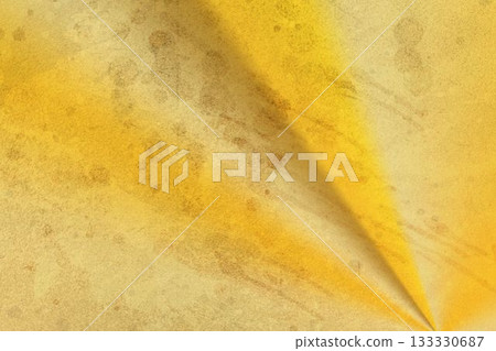 Flat design showing textured yellow surface with stains and diagonal fold, transparent background Flat design showing textured yellow surface with stains and diagonal fold, transparent background 133330687