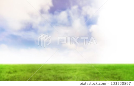 Idyllic view of meadow land against sky 133330897