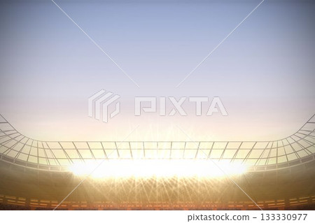 Large football stadium under blue sky 133330977