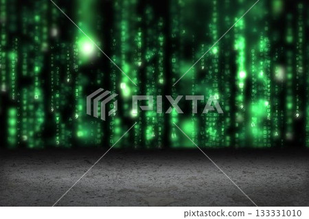 Digitally generated Green glowing matrix 133331010