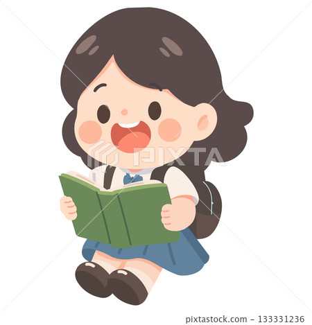 Illustration of Girl Reading Book 133331236
