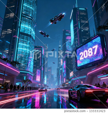 futuristic city at night futuristic city at night 133331423