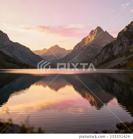 A mountain reflected on the lake 133331424