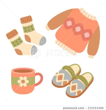set of cozy knitted elements set of cozy knitted elements 133331440