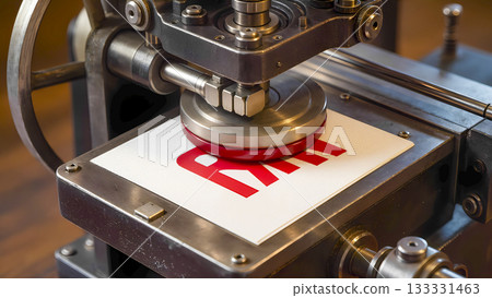 A close-up of a vintage printing press 133331463