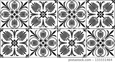 Vector seamless classic greek ornament border. Greek floral meander, palmette. Endless European pattern border. Border Ancient Greece, Roman Empire. For textile, engraving, embroidery, porcelain. EPS Vector seamless classic greek ornament border. Greek floral meander, palmette. Endless European pattern border. Border Ancient Greece, Roman Empire. For textile, engraving, embroidery, porcelain. EPS 133331464