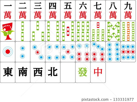 Mahjong tiles vector illustration set 133331977