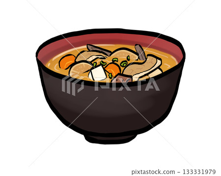 Pork miso soup illustration (brush stroke) Simple 133331979