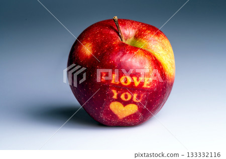 Valentines days gift. I love You apple with heart. Valentines days gift. I love You apple with heart. 133332116
