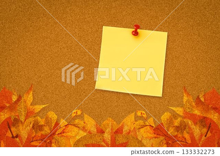 Autumn leaves with yellow note 133332273