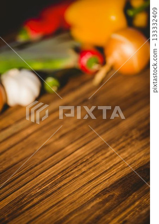 Vegetables on wooden table Vegetables on wooden table 133332409