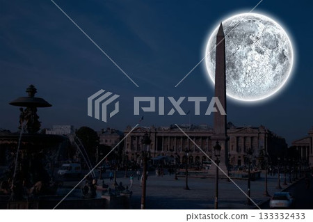 Digital composite of Large moon over city 133332433