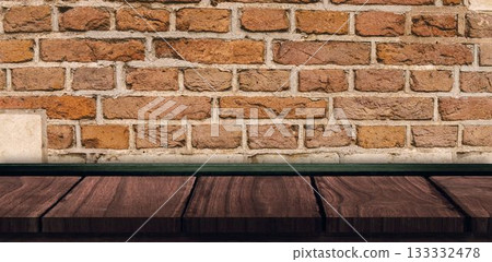 Floorboard by brown brick wall Floorboard by brown brick wall 133332478