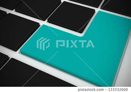 Black keyboard with blue key Black keyboard with blue key 133332600