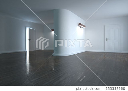 White modern room with doors 133332668