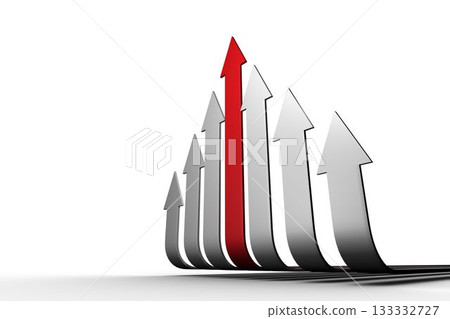 Red arrow pointing up with grey arrows Red arrow pointing up with grey arrows 133332727