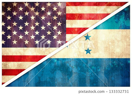 Honduras and America flags Honduras and America flags 133332731
