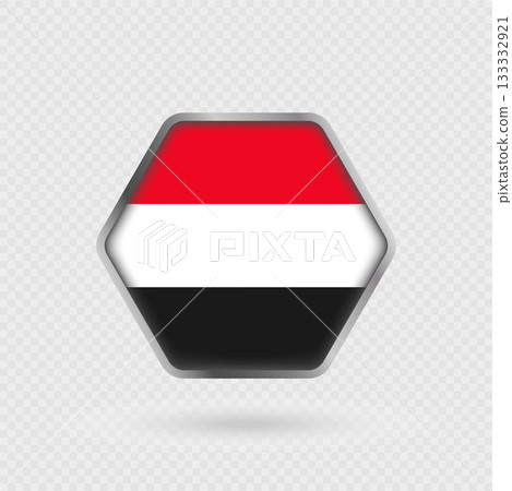 Yemen flag in a hexagon frame. Yemen flag in a hexagon frame. 133332921
