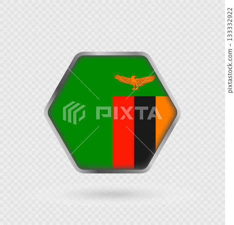 Zambia flag in a hexagon frame. Zambia flag in a hexagon frame. 133332922