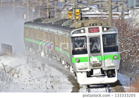 Chitose Line Kitahiroshima-Shimamatsu JR Hokkaido 721 series F-3102 train (Sapporo) Airport 133333205