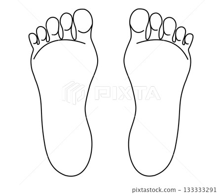 Foot icon, line footprint, sketch outline human leg silhouette. Barefoot sole. Man imprint. 133333291