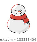 Hand-drawn Christmas snowman 133333404