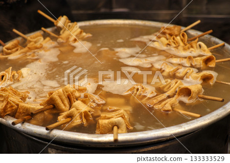 Street food such as fish cake or oden Street food such as fish cake or oden 133333529