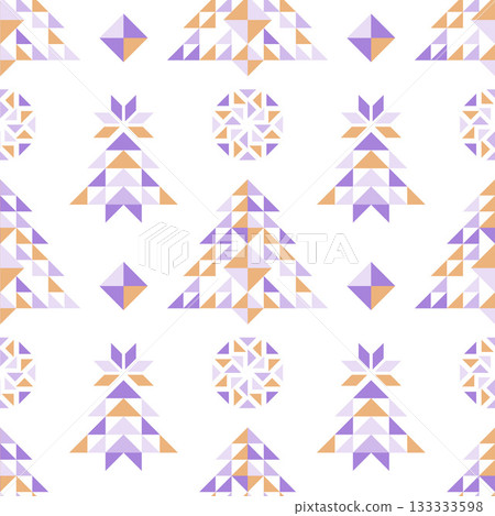 Geometric Christmas trees and snowflakes pattern 133333598