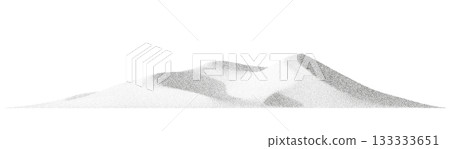 Abstract mountain illustration in stipple shading. Grain, dots and halftone gradients form a retro textured landscape Abstract mountain illustration in stipple shading. Grain, dots and halftone gradients form a retro textured landscape 133333651