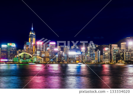 Hong Kong Victoria Harbour Central area at night Hong Kong Victoria Harbour Central area at night 133334020