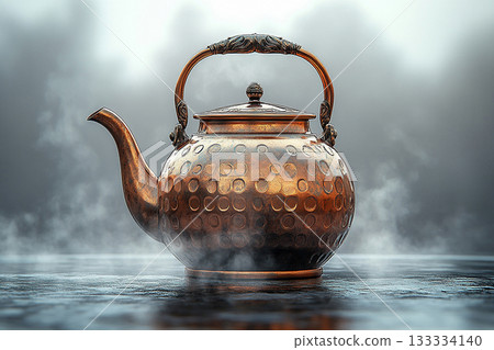 Retro kitchenware decoration. Metal vintage teapot in classic style. Food rustic kitchenware. Retro kitchenware decoration. Metal vintage teapot in classic style. Food rustic kitchenware. 133334140