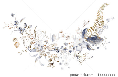 Watercolor Floral Wreath Archway Illustration Watercolor Floral Wreath Archway Illustration 133334444