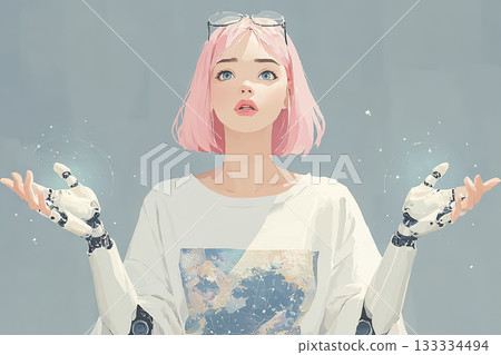 Emi Series: Future UI Hologram Analysis Scene (AI Cyber Girl) 133334494