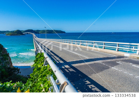 Tsunoshima Bridge and the cobalt blue Sea of Japan in Shimonoseki, Yamaguchi Prefecture Tsunoshima Bridge and the cobalt blue Sea of Japan in Shimonoseki, Yamaguchi Prefecture 133334538