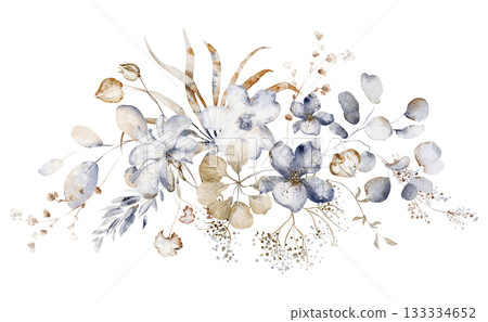 Watercolor Dried Flower Bouquet Illustration Watercolor Dried Flower Bouquet Illustration 133334652