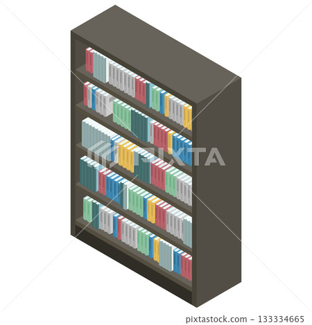 Isometric illustration: bookshelf full of books 133334665