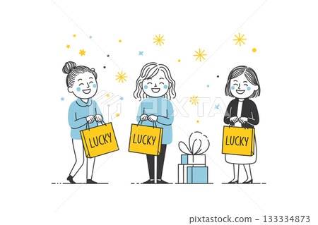 新年大減價期間購買福袋的婦女 133334873