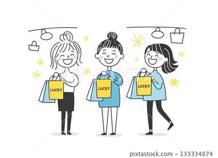 新年大減價期間購買福袋的婦女 133334874