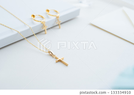 Cross pendant and hoop earrings - gift image Cross pendant and hoop earrings - gift image 133334910