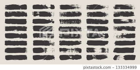 Grunge brush strokes, lines, ink smudges, hand-drawn scribble shapes. Handmade sketchy marks, acrylic stains, charcoal streaks. Paint textures, dry brush effect. Marker underline. Vector illustration 133334999